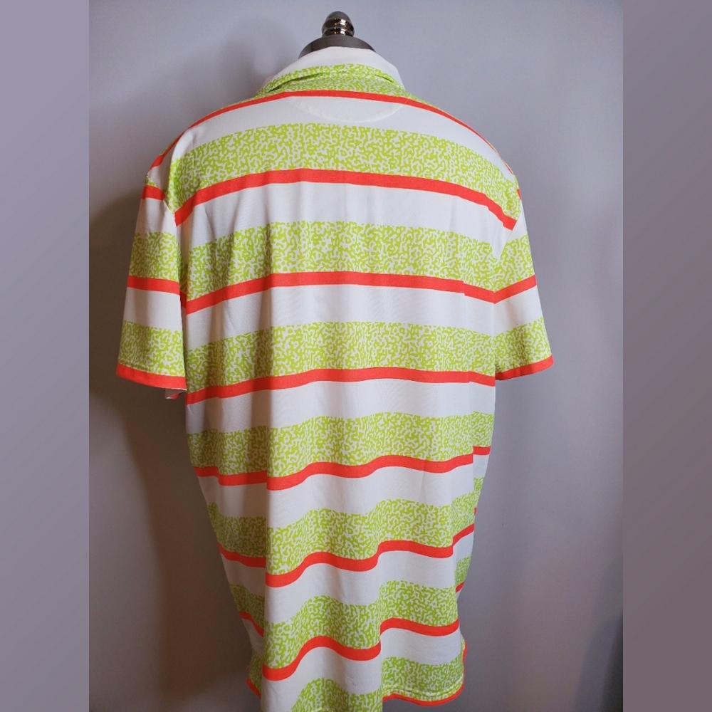 Nike Dri Fit Neon Striped Polo Shirt - Picture 3 of 5